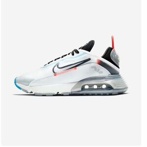 These sneakers are the Nike Air Max 2090 in the 'Pure Platinum' colorway.